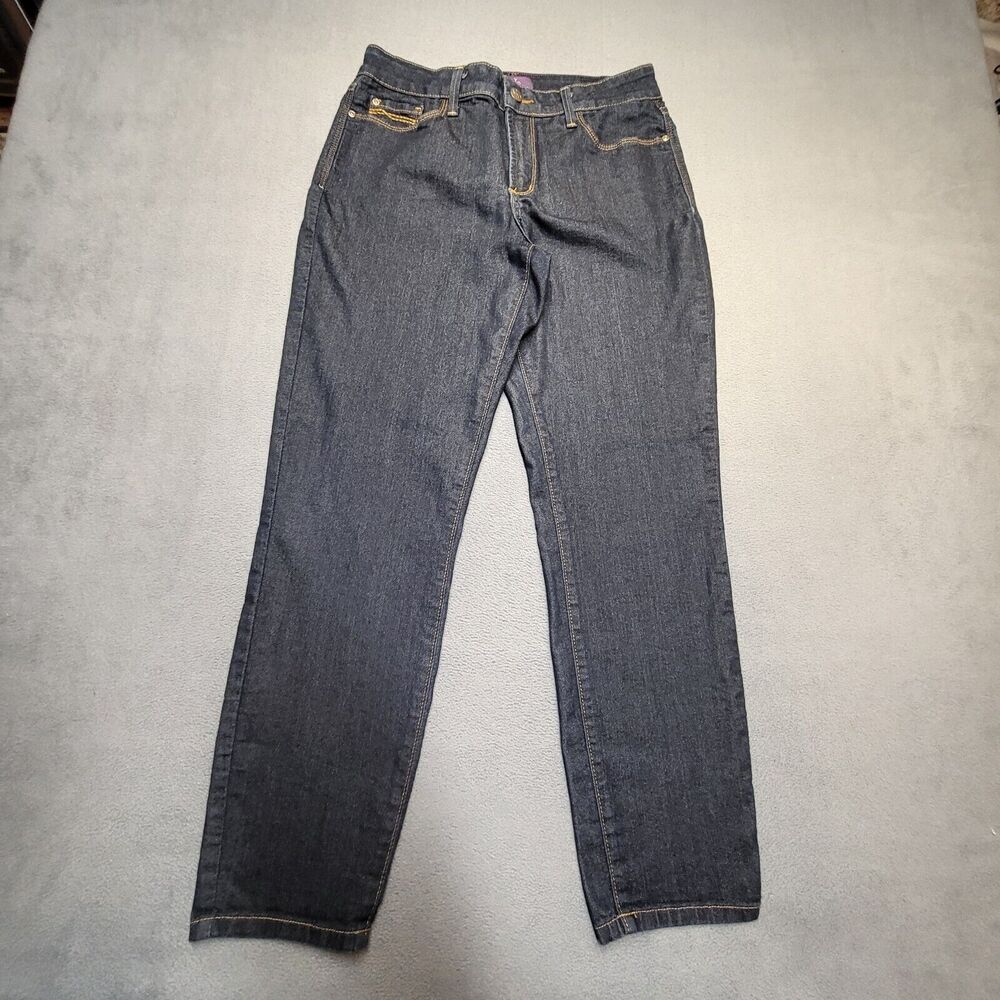 NYDJ Jeans Womens 6 Blue Skinny Leg Ankle Stretch Denim Distressed